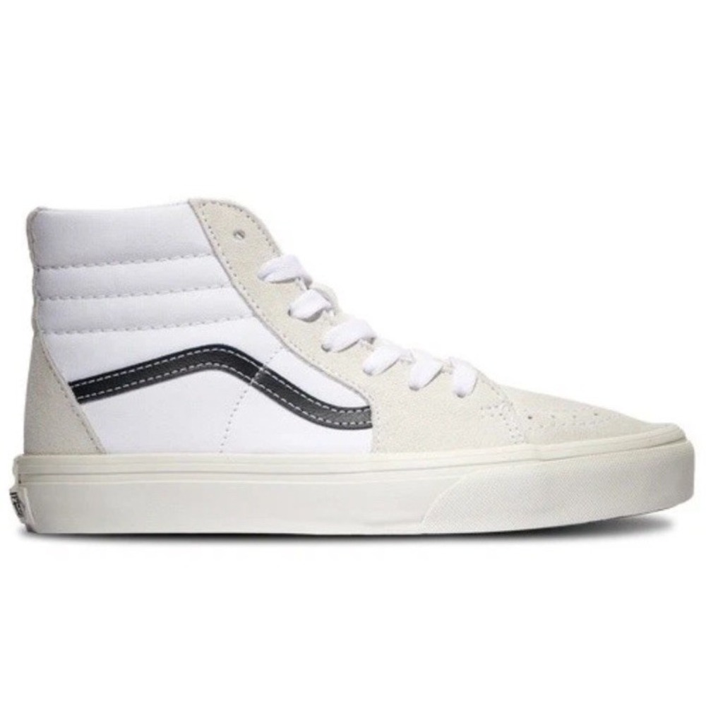 Vans Kids' Sk8-Hi Top Suede White Black Shoes Youth 4.5 New
